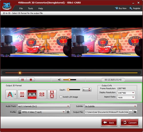 Set output 3D format
