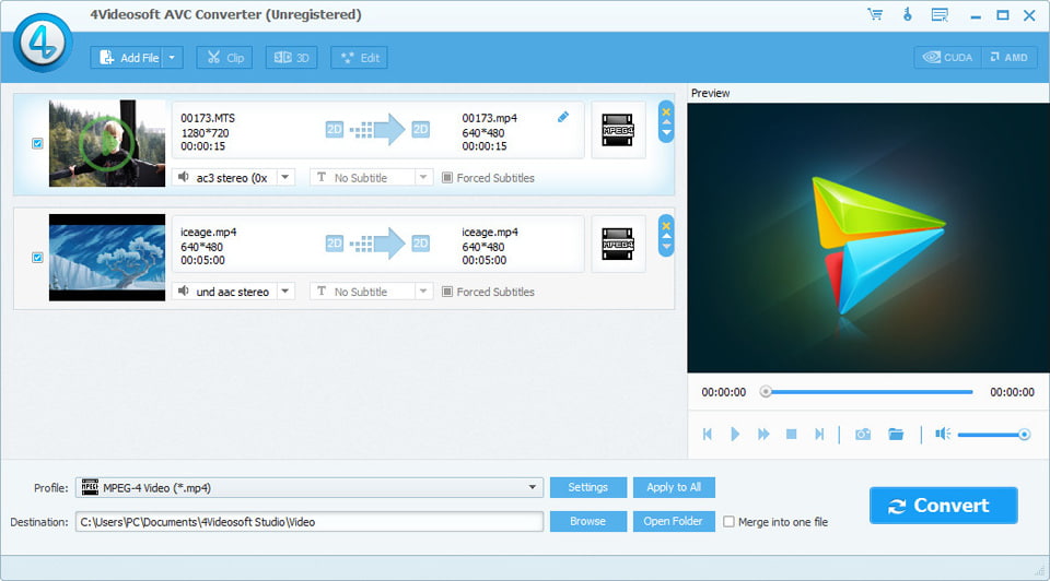 Convert video to AVC/H.264 video with lightning speed/lossless video quality.