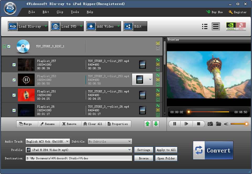 4Videosoft Blu-ray to iPad Ripper Screenshot