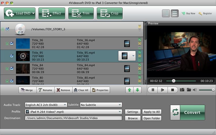 4Videosoft Mac DVD to iPad 3 Converter Screenshot