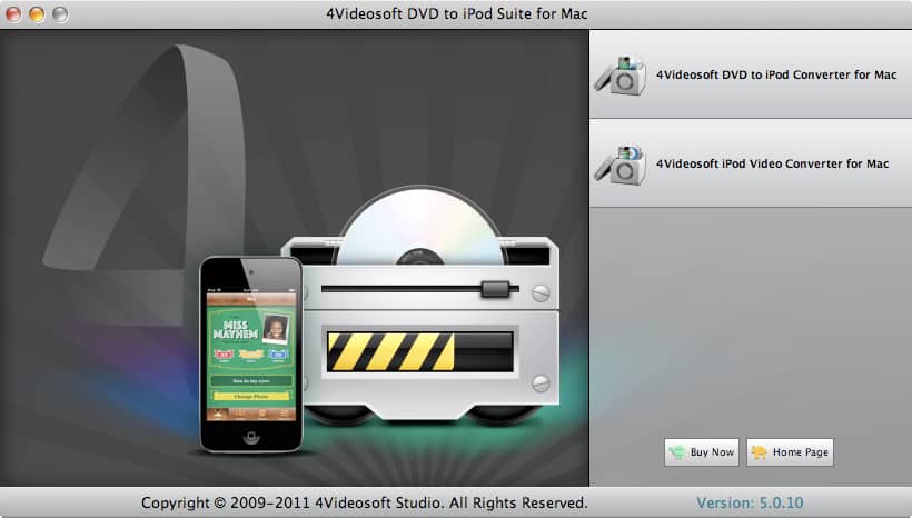 Screenshot of 4Videosoft DVD to iPod Suite for Mac 5.0.36