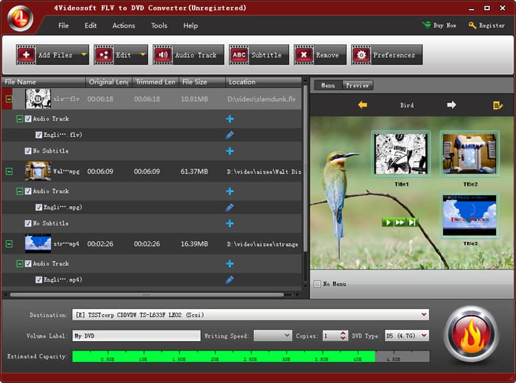 4Videosoft FLV to DVD Converter Screenshot