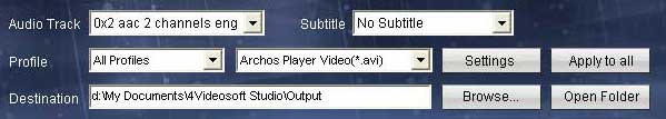 output settings