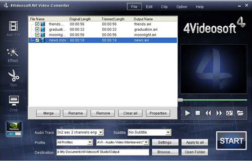 4Videosoft AVI Video Converter - load file