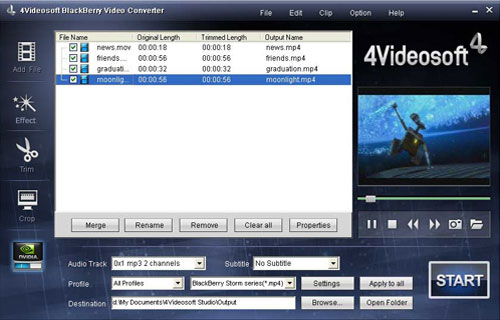 4Videosoft BlackBerry Video Converter - load file