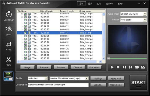 4Videosoft DVD to Creative Zen Converter - load DVD