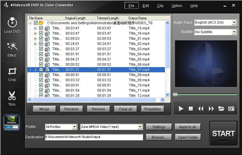 4Videosoft DVD to Zune Converter - load DVD