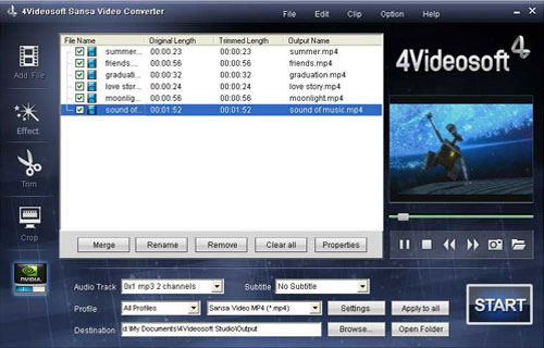 4Videosoft Sansa Video Converter - load file