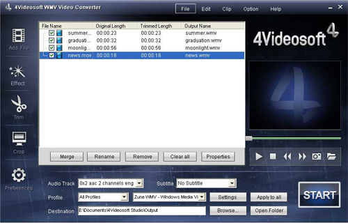 4Videosoft MWV Video Converter - load file