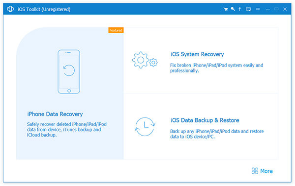 The interface of iOS Data Recovery