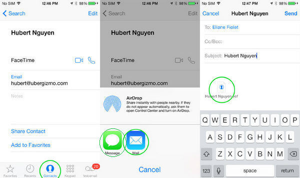 Transfer iPhone Contacts via Mail App