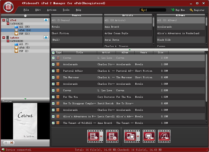 4Videosoft iPad 2 Manager for ePub Screenshot
