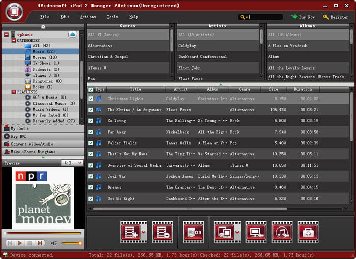 4Videosoft iPad 2 Manager Platinum Screenshot