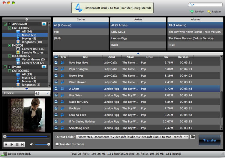 4Videosoft iPad 2 to Mac Transfer Screenshot