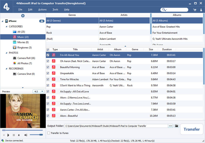 Screenshot of 4Videosoft iPad to Computer Transfer 6.0.10