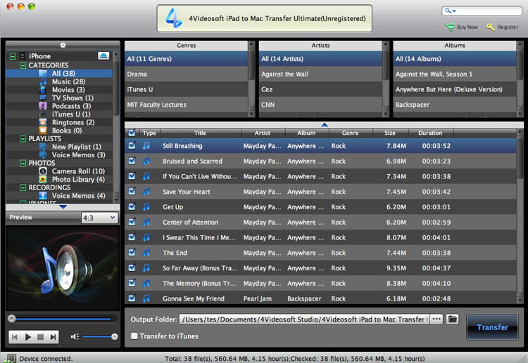 Screenshot of 4Videosoft iPad to Mac Transfer Ultimate