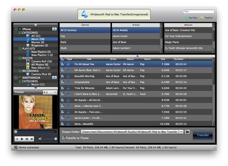 Screenshot of 4Videosoft iPad to Mac Transfer 6.0.20