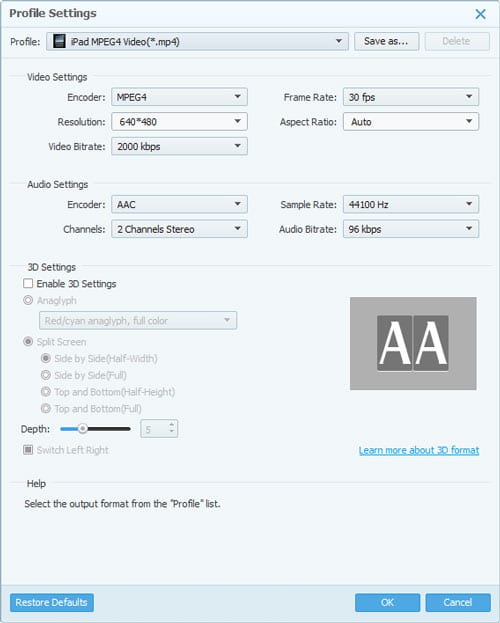 set parameters