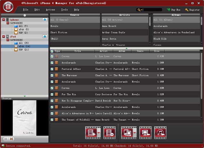 4Videosoft iPhone 4 Manager for ePub Screenshot