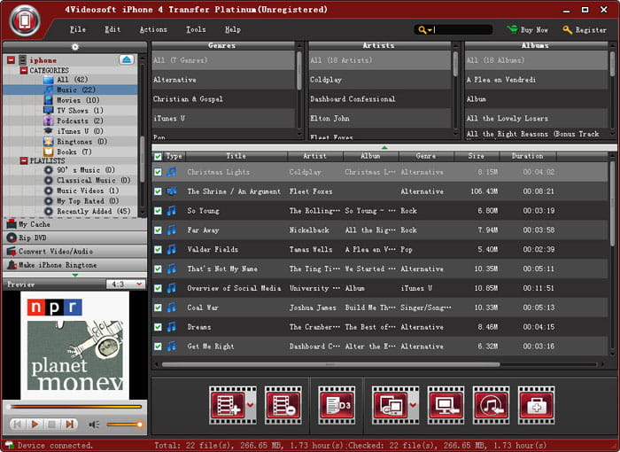 4Videosoft iPhone 4 Transfer Platinum Screenshot