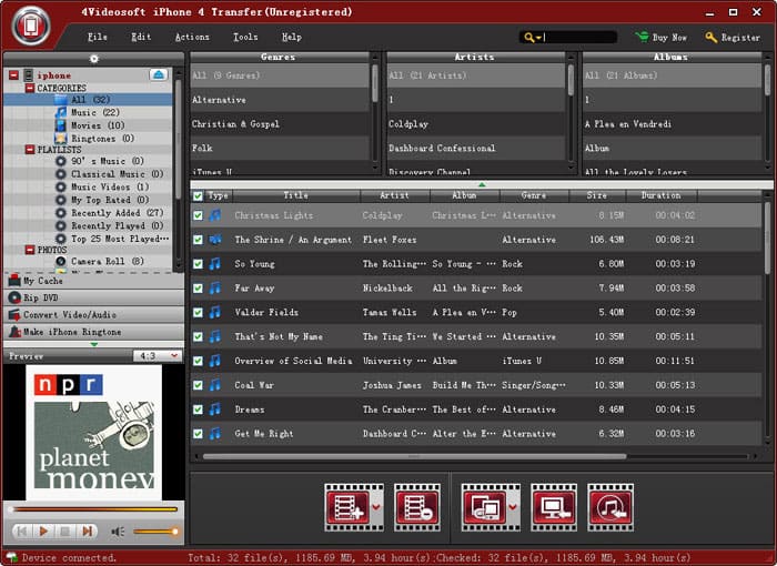 4Videosoft iPhone 4 Transfer Screenshot