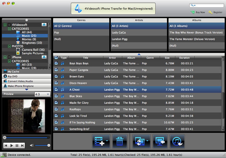 Screenshot of 4Videosoft iPhone Transfer for Mac 6.0.32