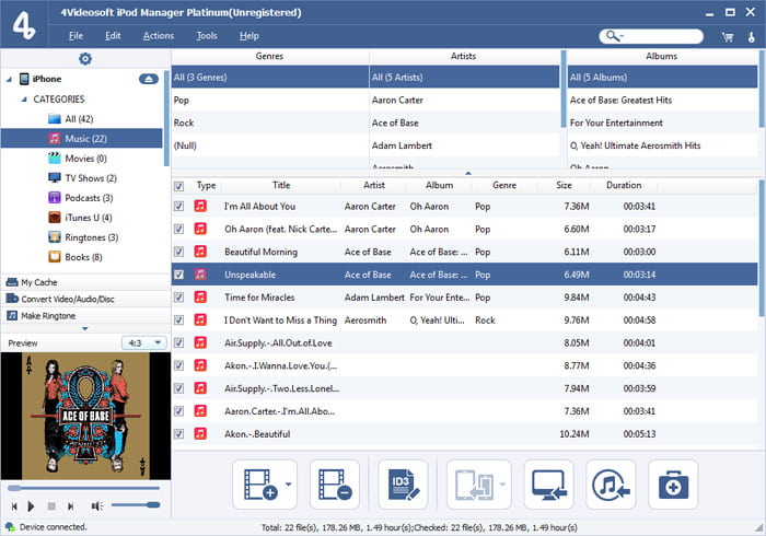 Screenshot of 4Videosoft iPod Manager Platinum