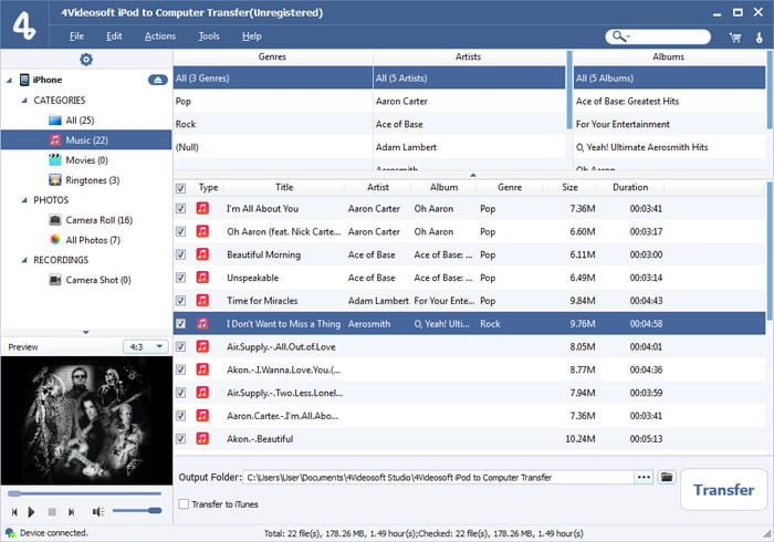 Screenshot of 4Videosoft iPod to Computer Transfer 6.0.30