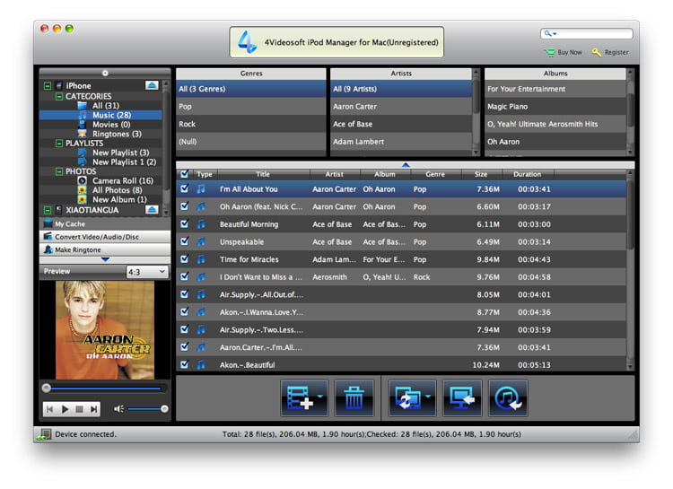 Screenshot of 4Videosoft iPod to Mac Transfer 6.0.16