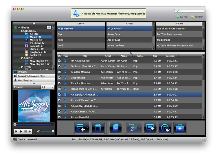 Screenshot of 4Videosoft Mac iPad Manager Platinum 6.0.28