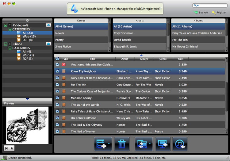 Screenshot of 4Videosoft Mac iPhone 4 Manager for ePub 3.1.12