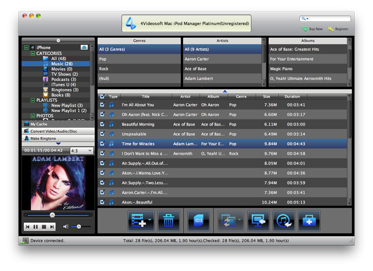 Screenshot of 4Videosoft Mac iPod Manager Platinum