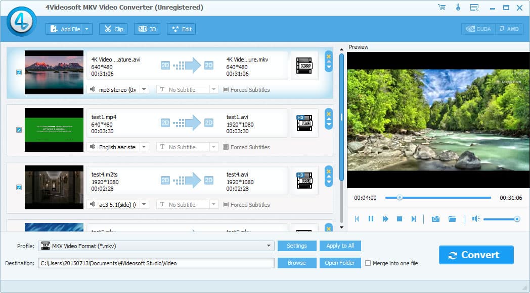 Screenshot of 4Videosoft MKV Video Converter 5.1.36