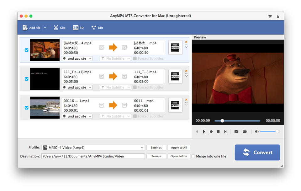 Screenshot of 4Videosoft MTS Converter for Mac