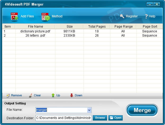 4Videosoft PDF Merger Screenshot