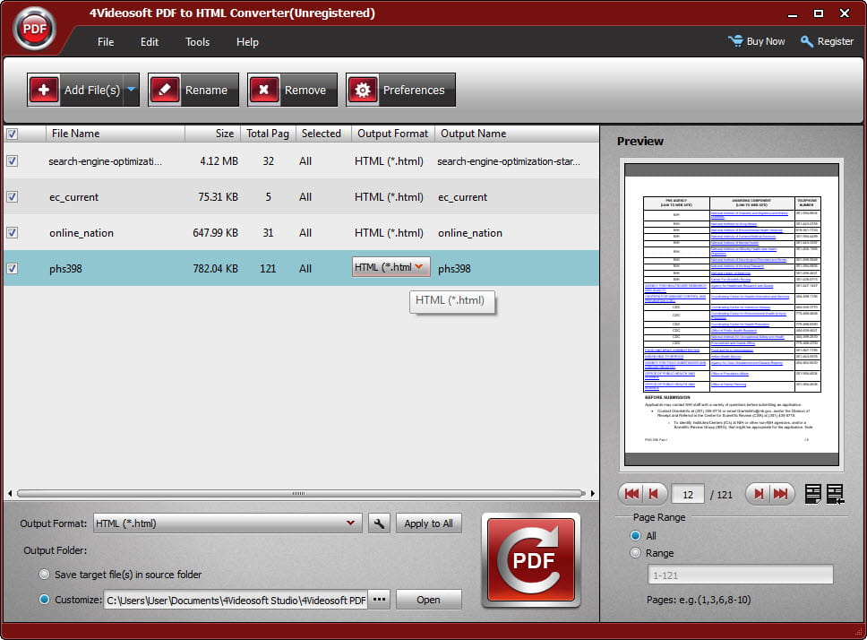 4Videosoft PDF to HTML Converter Screenshot