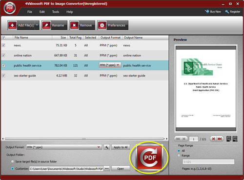 Convert PDF file