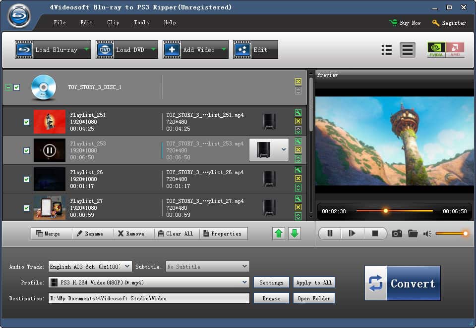 4Videosoft Blu-ray to PS3 Ripper Screenshot