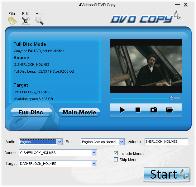 4Videosoft DVD Copy Screenshot