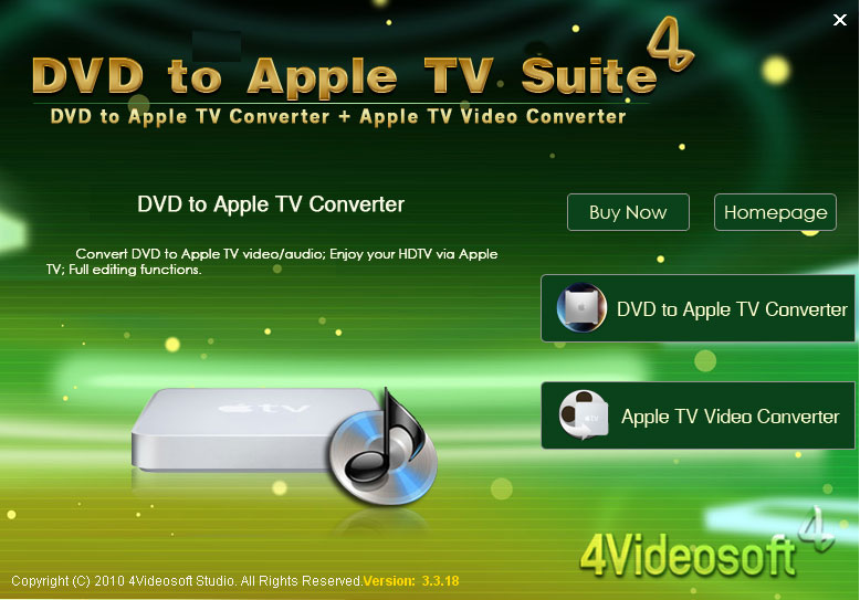 Screenshot of 4Videosoft DVD to Apple TV Suite