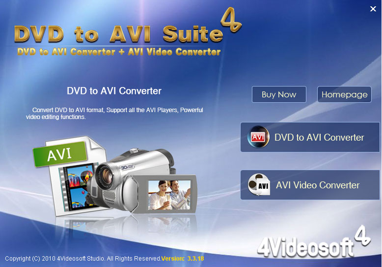Screenshot of 4Videosoft DVD to AVI Suite