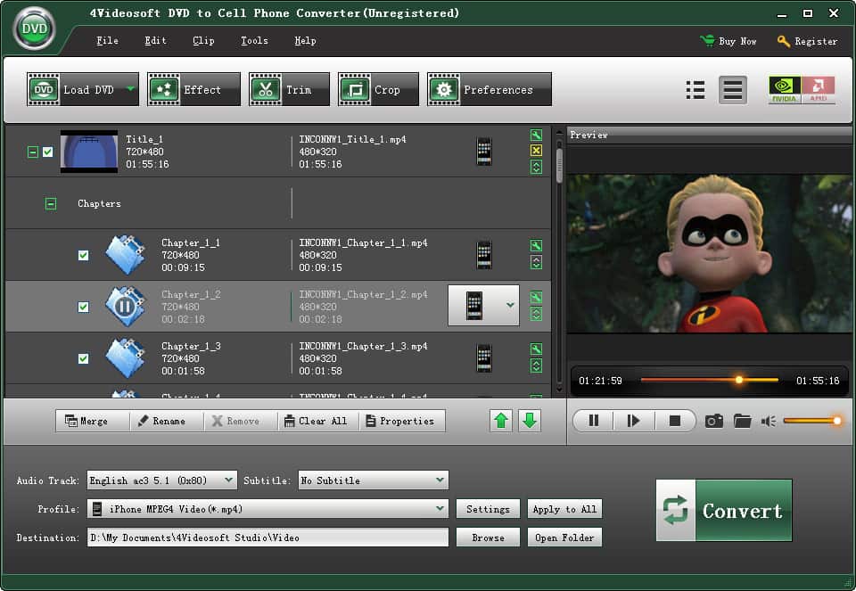 Screenshot of 4Videosoft DVD to Cell Phone Converter 3.1.18