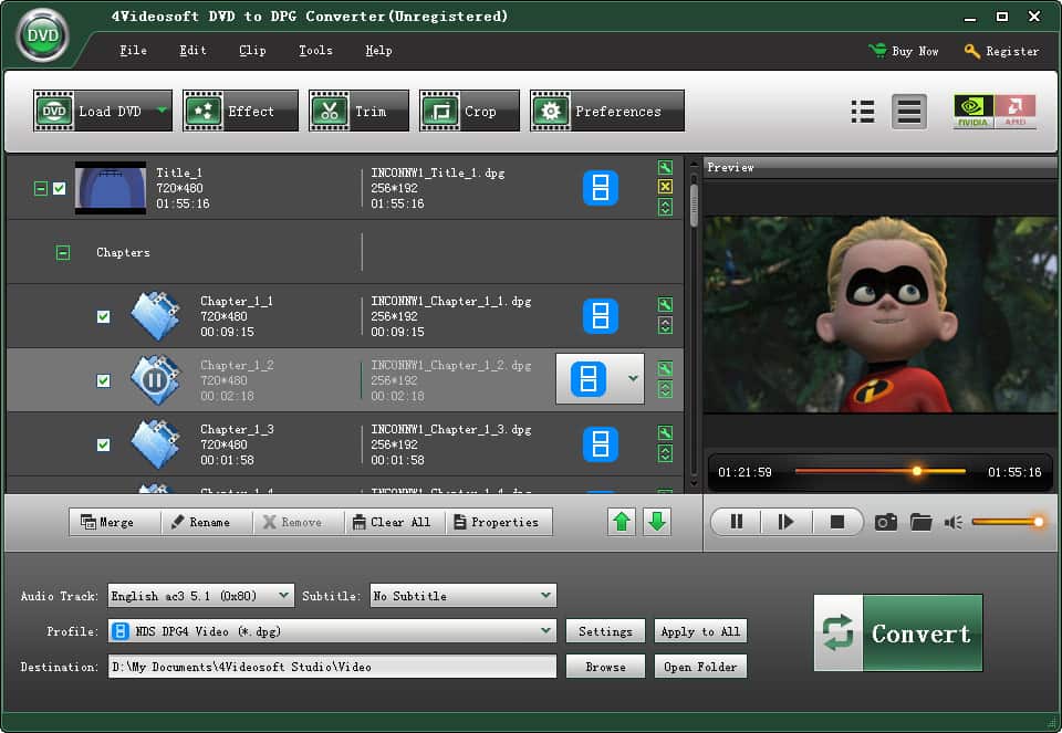 Screenshot of 4Videosoft DVD to DPG Converter