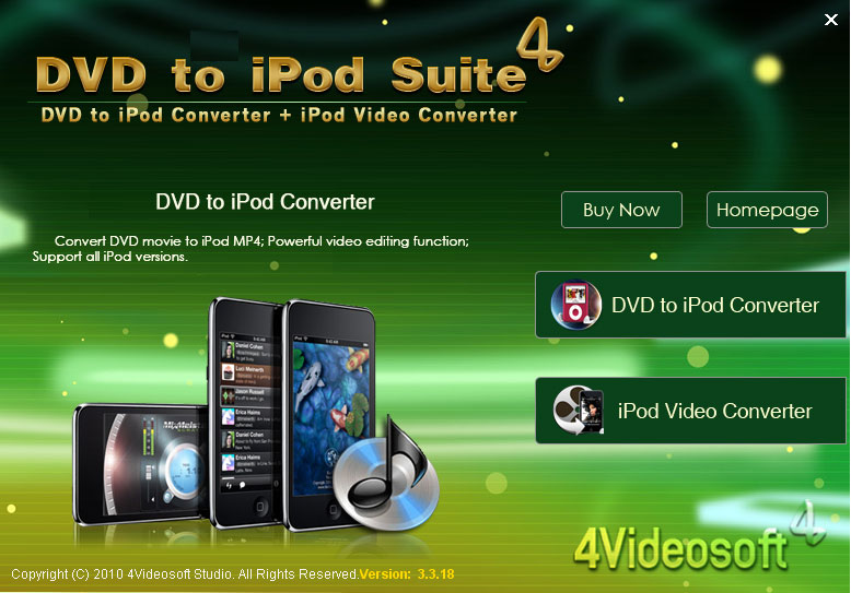 Screenshot of 4Videosoft DVD to iPod Suite 3.3.10