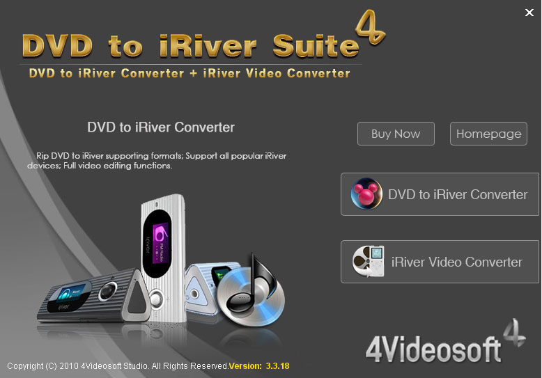 Screenshot of 4Videosoft DVD to iRiver Suite