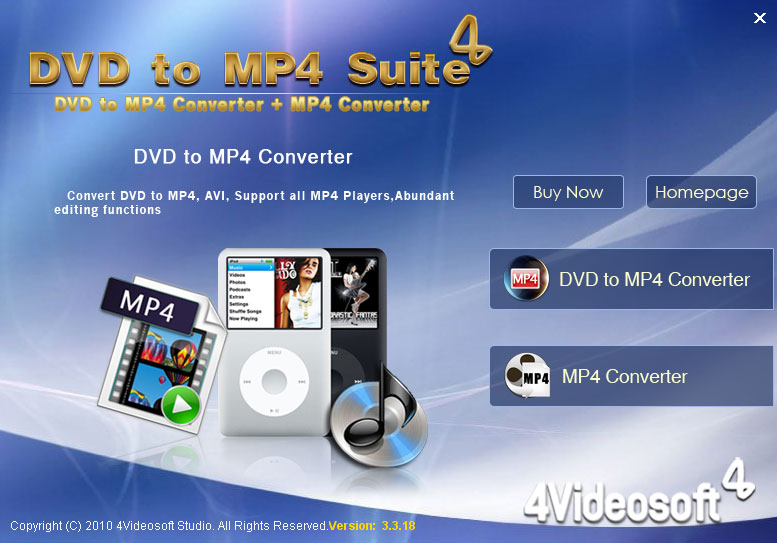 Screenshot of 4Videosoft DVD to MP4 Suite 3.2.16