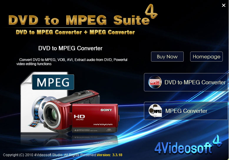 Screenshot of 4Videosoft DVD to MPEG Suite