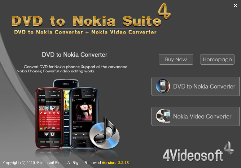 Screenshot of 4Videosoft DVD to Nokia Suite 3.3.10