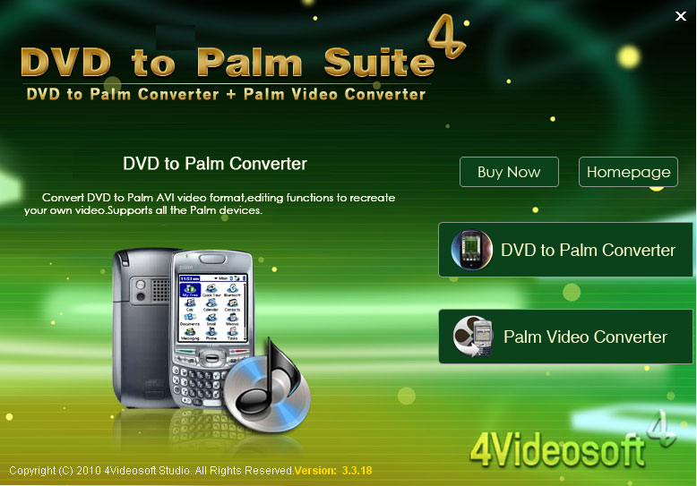 Screenshot of 4Videosoft DVD to Palm Suite