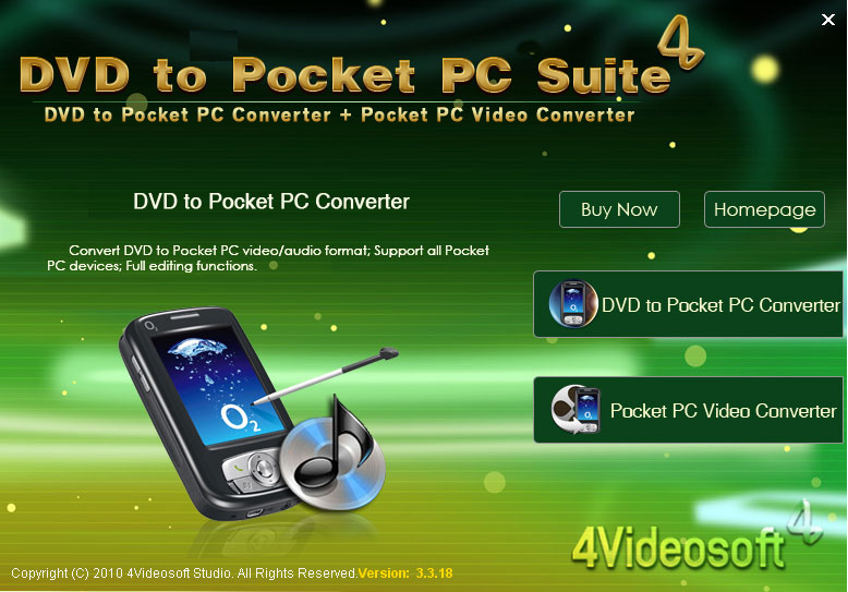 Screenshot of 4Videosoft DVD to Pocket PC Suite